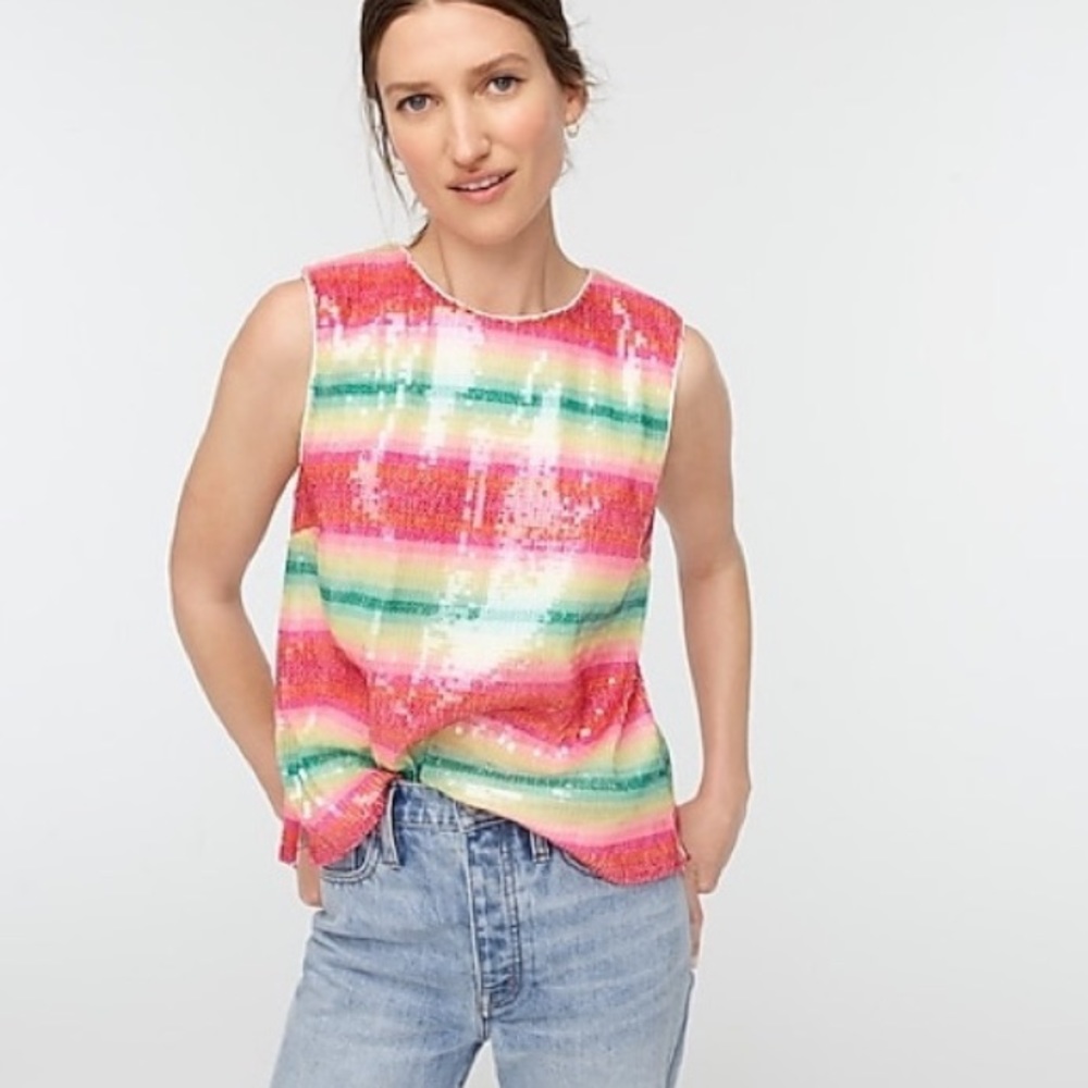 J. Crew Sequin Stripe Tank Top Size Small - Picture 6 of 11